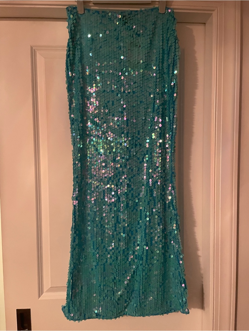 PrettyLittleThing Turquoise Sequin Maxi Dress